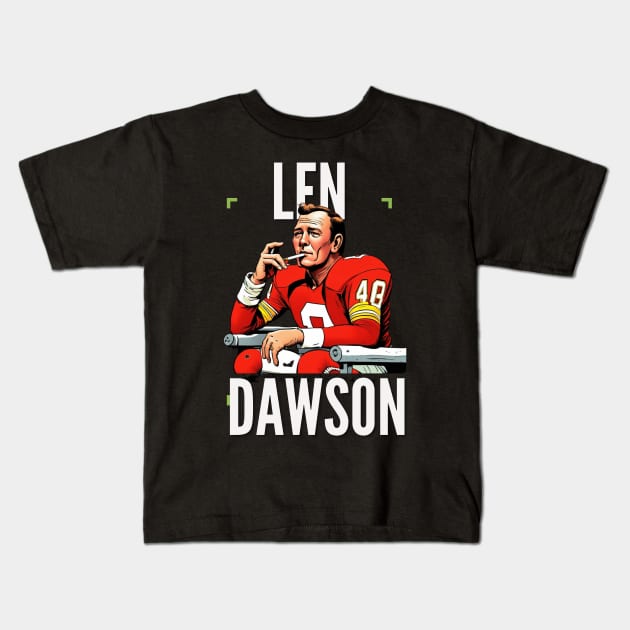 Len Dawson Halftime smoke cigarettes , Kansas city chiefs Kids T-Shirt by Nasromaystro